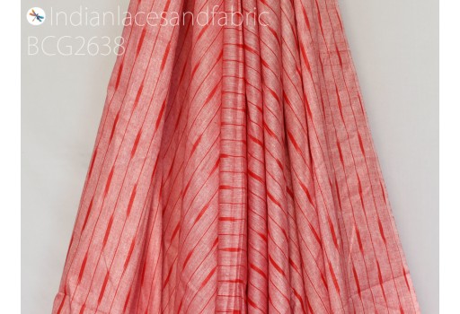 Indian Red Ikat Cotton Fabric by yard Homespun Handloom Cushion DIY Crafting Women Summer Dress Pajamas Shorts Sewing Kitchen Curtain Table Cloths Furnishing Fabric