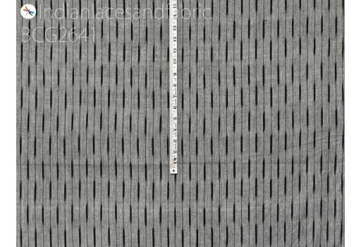 Grey Ikat Cotton Fabric by yard Homespun Handloom Cushion Covers DIY Hair Crafting Women Summer Dress Pajamas Shorts Sewing Kitchen Curtains Table Runner Indian Fabric