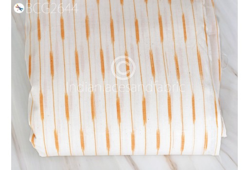Yellow Ikat Cotton Fabric by the yard Homespun Hand woven Cushions DIY Crafting Indian Women Summer Dress Pajamas Shorts Sewing Kitchen Curtains Home Decor