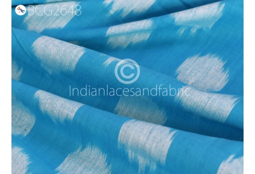 Turquoise Ikat Cotton Fabric by yard Homespun Handwoven Cushions Indian DIY Women Summer Dress Pajamas Shorts Sewing Kitchen Curtains Home Décor Furnishing Fabric