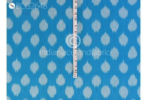 Turquoise Ikat Cotton Fabric by yard Homespun Handwoven Cushions Indian DIY Women Summer Dress Pajamas Shorts Sewing Kitchen Curtains Home Décor Furnishing Fabric