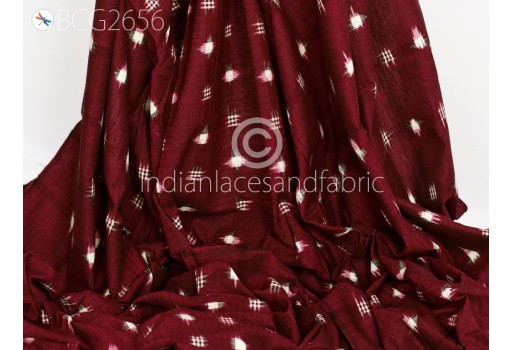 Indian Burgundy Ikat Fabric Yardage Handloom Upholstery Fabric Cotton sold by yard Double Ikat Home Decor Bedcovers Tablecloth Drapery Pillowcases Curtains Fabric