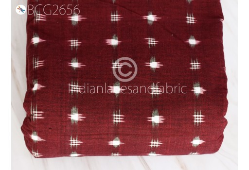 Indian Burgundy Ikat Fabric Yardage Handloom Upholstery Fabric Cotton sold by yard Double Ikat Home Decor Bedcovers Tablecloth Drapery Pillowcases Curtains Fabric