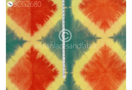 Indian Handmade Shibori Cotton By The Yard Fabric Home Décor Tie Dye Multicolor Dyed Hand Print Summer Dresses Quilting Sewing Crafting Cloth