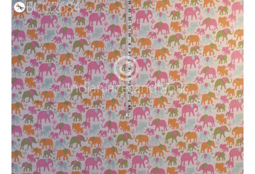 Indian Cotton By The Yard Printed Elephants Pure Cotton Apparel Summer Dress for Kids Dress Pajamas Crafting Sewing Cushion Cover Home Decor Drapery Fabric