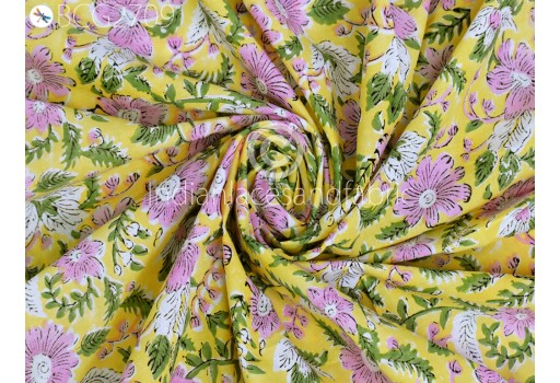 Indian Floral Hand Block Printed Sewing Soft Cotton Fabric by the yard Home Furnishing Quilting Sewing Accessories Crafting Drapery Apparel Baby Nursery Fabric