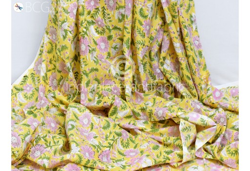 Indian Floral Hand Block Printed Sewing Soft Cotton Fabric by the yard Home Furnishing Quilting Sewing Accessories Crafting Drapery Apparel Baby Nursery Fabric