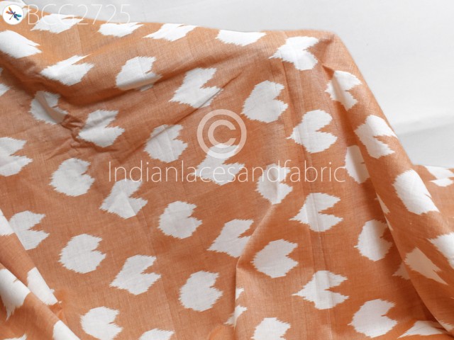 Peach Ikat Cotton Fabric by yard Homespun Handwoven Cushions DIY Crafting Summer Women Dress Pajamas Shorts Sewing Kitchen Curtain Sewing Fabric
