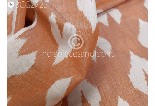 Peach Ikat Cotton Fabric by yard Homespun Handwoven Cushions DIY Crafting Summer Women Dress Pajamas Shorts Sewing Kitchen Curtain Sewing Fabric