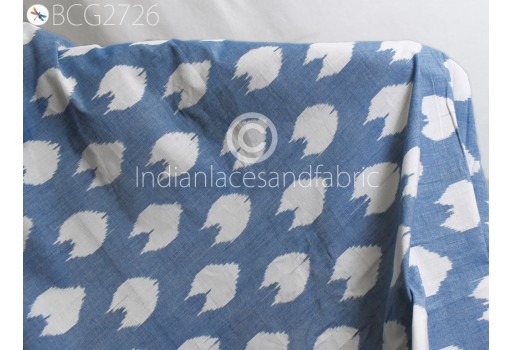 Blue Ikat Cotton Fabric by yard Homespun Handwoven Cushions DIY Kids Crafting Indian Summer Women Dress Pajamas Shorts Sewing Kitchen Curtain