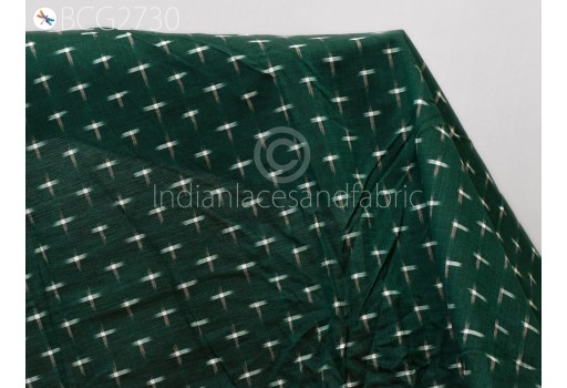 Bottle Green Ikat Fabric by yard Handloom Ikat Cotton Fabric Homespun Indian Ikat Fabric Handwoven Ikat for cushion cover summer dress fabric