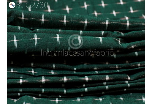 Bottle Green Ikat Fabric by yard Handloom Ikat Cotton Fabric Homespun Indian Ikat Fabric Handwoven Ikat for cushion cover summer dress fabric