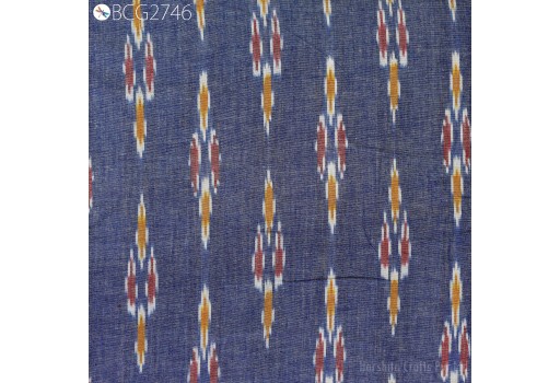 Summer Dresses Material Blue Ikat Cotton Fabric Yardage 2/40 Handloom Fabric sold by yard Home Decor Yarn Dyed Remnant Quilting Table Runner