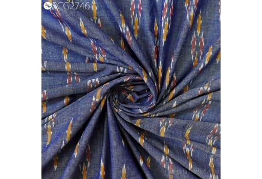 Summer Dresses Material Blue Ikat Cotton Fabric Yardage 2/40 Handloom Fabric sold by yard Home Decor Yarn Dyed Remnant Quilting Table Runner