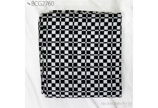 Black & White Checks Print Cotton by the Yard Fabric Quilting Sewing Crafting Box Design Screen Printed Cotton Fabric Summer Dresses Costumes