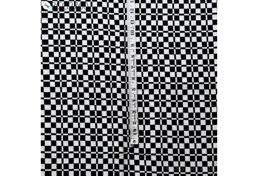 Black & White Checks Print Cotton by the Yard Fabric Quilting Sewing Crafting Box Design Screen Printed Cotton Fabric Summer Dresses Costumes