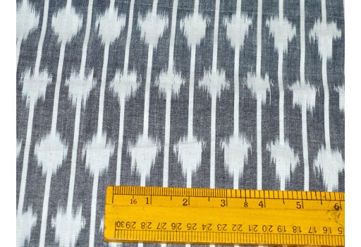 Ikat Fabric Cotton by the yard Handloom Ikat Cotton Fabric Homespun Cotton Ikat Upholstery Fabric Handwoven Ikat in Grey and White