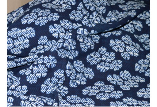 Indigo Blue hand block print cotton fabric in Scallop Pattern