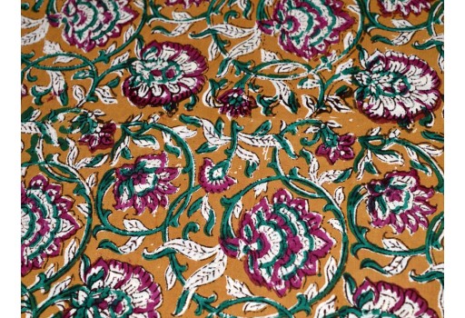 Indian Batik Printed Cotton By The Yard Fabric Hand Stamped Yardage Floral Vegetable Dyes Soft Summer Dresses Sewing Crafting Home Decor Curtains Drapery Fabric