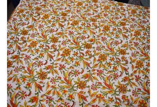 Indian Hand Block Printed Cotton Fabric By The Yard Border Print Soft Boho Kids Dresses Summer Kaftan Cushion Cover Home Décor Furnishing Drapery Fabric