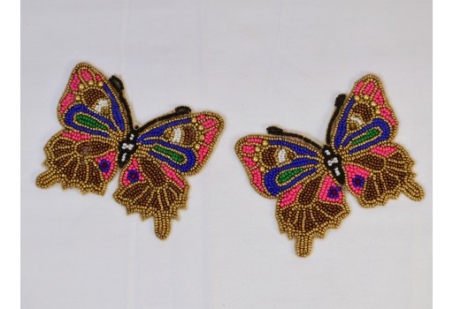 5 Piece Butterfly Patches Beaded Embroidery Sew on Denim Patch Decorative Embroidery Handcrafted Appliques Crafting Sewing Clothing Accessory