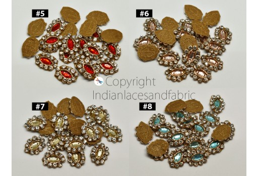 50 Handmade Rhinestones Tiny Appliques Dresses Beaded Patches Crafting Home Decor Embellishments Cushion Covers Indian Sewing Handcrafted Applique