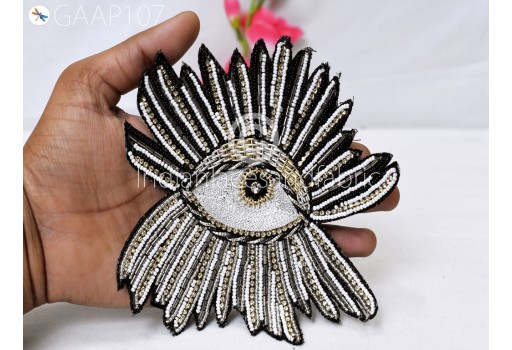 1 Piece Evil Eye Beaded Patches Appliques Dresses Embroidered Indian Decorative Handmade Sewing DIY Crafting Sewing Accessories Home Décor