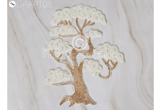2 Piece Tree of Life Beaded Patch Indian Handcrafted Sewing Accessories Dresses Applique DIY Crafting Scrapbooking Cushions Cover Appliques