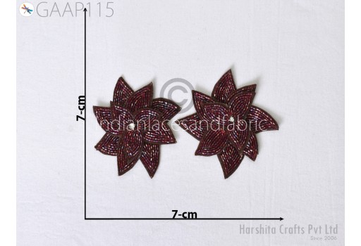 10 Pieces Beaded Patches Appliques Indian Handmade Floral Beads Decorative Sewing Dresses Patches DIY Brooch Crafting Costume Dress Applique