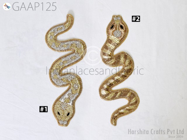 1 Piece Snake Zardozi Patches Dresses Indian Decorative Handmade Sewing DIY Crafting Sewing Accessories Embellishments Home Décor Appliques