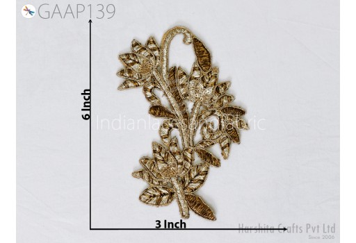 Sew Decorative Floral Zari Thread Applique Dress Handmade DIY Crafting Home Decor Embellishment 1 pc Indian Embroidered Patches Appliques
