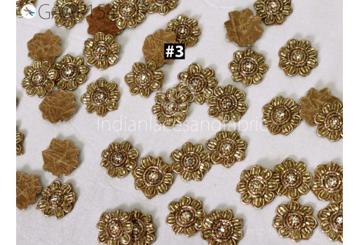 50 Handmade Beaded Patches Appliques Rhinestones  Wedding Dresses Indian Sewing Handcrafted Crafting Home Decor Embellishment Small Applique