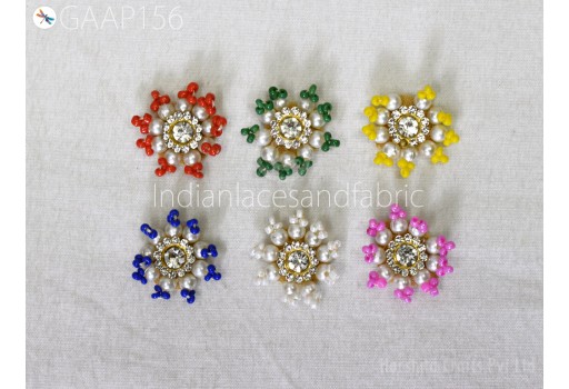 50 Handmade Beaded Patches Small Appliques Wedding Dresses Indian Sewing Handcrafted Crafting Home Decor Embellishment Rhinestones Appliques