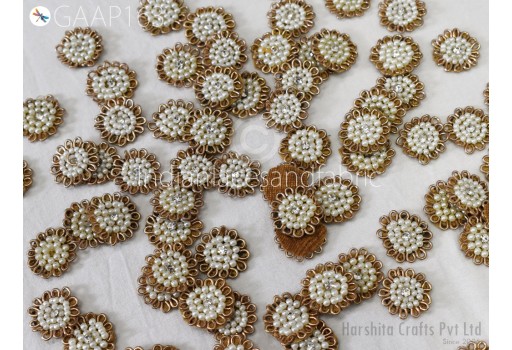 50 Handmade Rhinestones Small Appliques Wedding Dresses Indian Sewing Handcrafted Crafting Home Decor Embellishment Beaded Patches Appliques