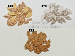 100 Handmade Appliques Handcrafted Beaded Patches Appliques Crafting Supply Leaf Embroidered Indian Sewing Thread Dresses Patches