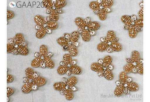 50 pc Handmade Beaded Appliques Patches Flower Indian Sewing Wedding Dresses Handcrafted Beaded Patches DIY Crafting Supply Embellishments