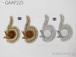 3 Pair Handmade Rhinestone Gold Patches Appliques Crafting Decorative Indian Dresses Patches Christmas Appliques Sewing Supply Decor