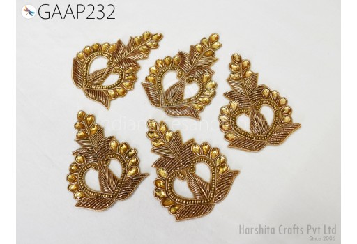 20 pc Indian Patch Applique Handcrafted Rhinestone Decorative Golden Sewing Patches Beaded Bridal Headband DIY Crafting Home Decor Cushions.