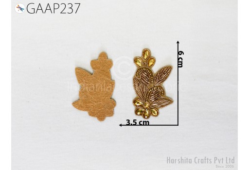 20 Piece Indian Applique Patch Bullion Embellishment Sewing Embellished Appliques Crafting Golden Accessories Dress Handcrafted Scrapbooking.