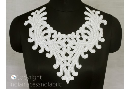 1 Piece Beaded Neckline Patches Indian Decorative Wedding Bridal Dresses Neck Collar Handcrafted Embroidered Applique DIY Crafting Patches
