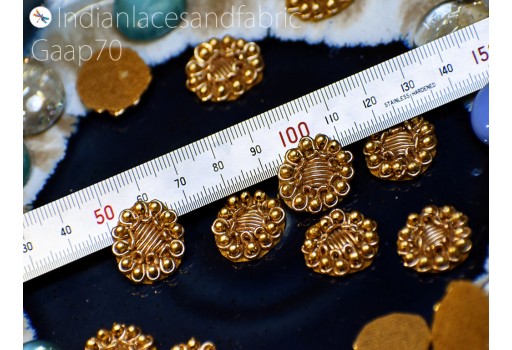 50 Tiny Appliques Embellishment Embroidery Beaded Bridal Appliques Headband DIY Crafting Accessories Rhinestone Embellished Golden Patches