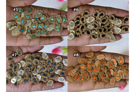 100 Tiny Paisley Zardozi Appliques Patch Rhinestone DIY Craft Headband Scrap Booking Decor Decorative Sewing Accessory Indian Small Applique