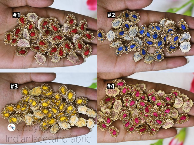 100 Tiny Paisley Zardozi Appliques Patch Rhinestone DIY Craft Headband Scrap Booking Decor Decorative Sewing Accessory Indian Small Applique