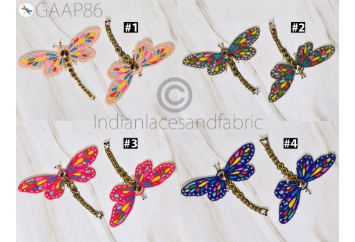 4 Pc Dragonfly Beaded Patches Appliques Embroidery Sew on Denim Patch Decorative Embroidery Handcrafted Crafting Sewing Clothing Accessory