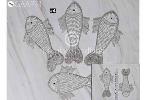 1 Pair Fish Beaded Patches Appliques Zardozi Embroidery Sew on Patch Decorative Embroidery Handcrafted Crafting Sewing Clothing Accessory