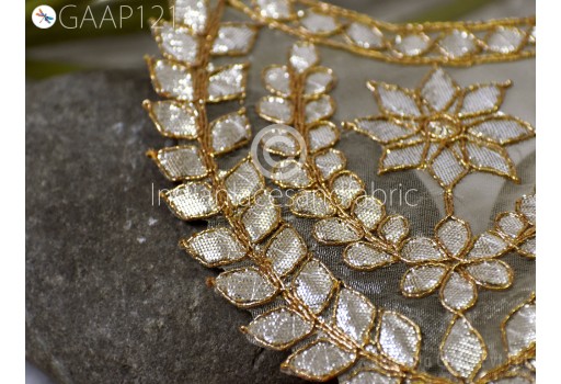 1 Pc Gota Patti Gold Neck Patch Handcrafted Neckline Patches for Wedding Dress Indian Clothing Accessoies Crafting Collar Applique Costumes