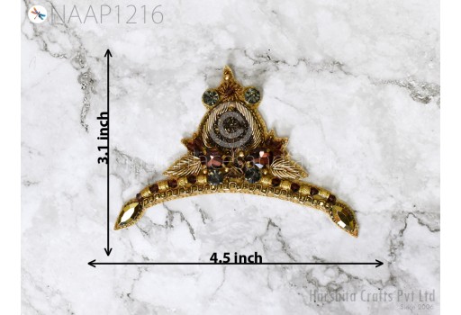 1 Pc Vintage Zardozi Patches Appliques Indian Handmade Brass Beads Applique Decorative Sewing Patches DIY Brooch Crafting Costume Dresses