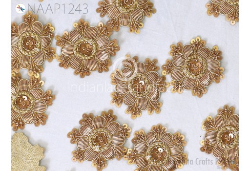6 Pieces Indian Zardozi Appliques Patches Christmas Decorative Sewing Handmade Wedding Dresses Appliques DIY Crafting Supply Home Decor