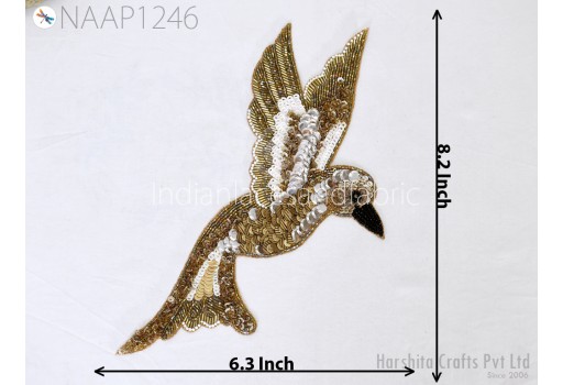 1 Pc Handmade Bird Beaded Appliques Patches Christmas Decorative Sewing Indian Wedding Dresses DIY Crafting Supply Home Decor Embellishments