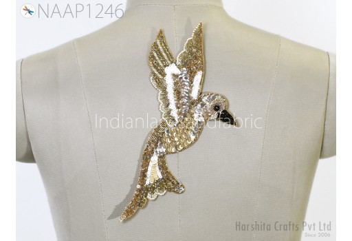 1 Pc Handmade Bird Beaded Appliques Patches Christmas Decorative Sewing Indian Wedding Dresses DIY Crafting Supply Home Decor Embellishments